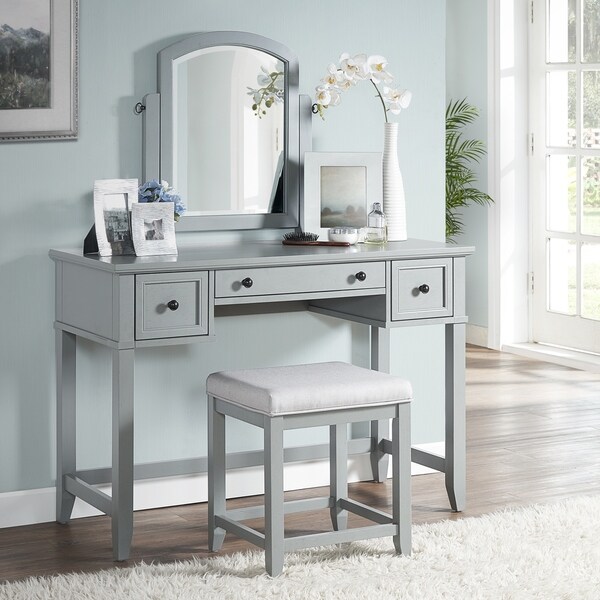 Shop Vista Vanity Stool In Vintage Grey With Dove Grey ...