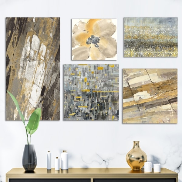 Designart 'Glam Gold Collection' Abstract Wall Art set of 5 pieces - Multi-Color