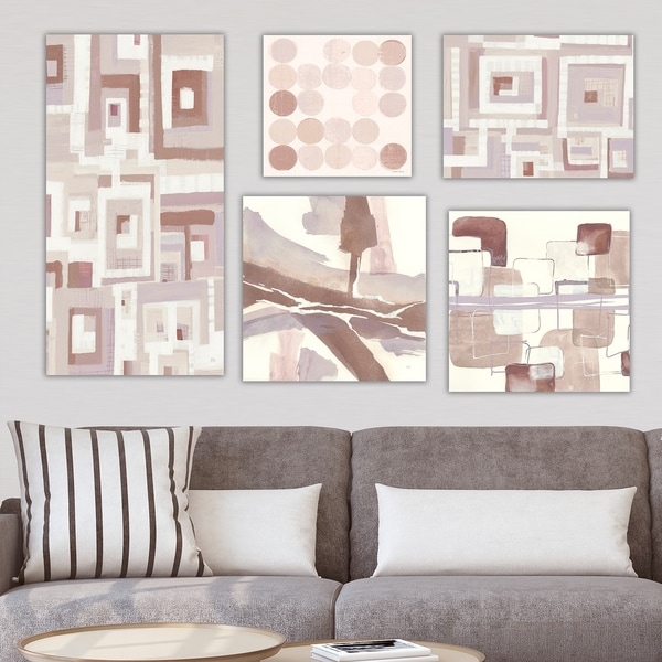 Designart 'Brown Collection' Abstract Wall Art set of 5 pieces - Multi-color