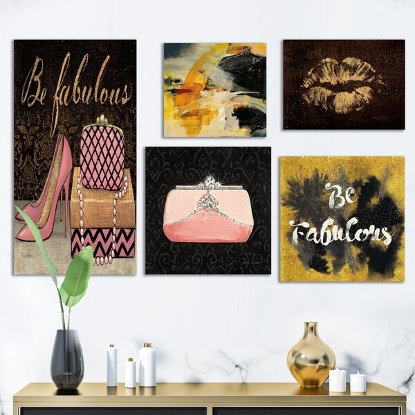 Designart 'Glam Style Collection' Abstract Wall Art set of 5 pieces - Multi-Color