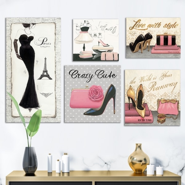 Shop Designart 'Glam Style Collection' Abstract Wall Art set of 5 ...