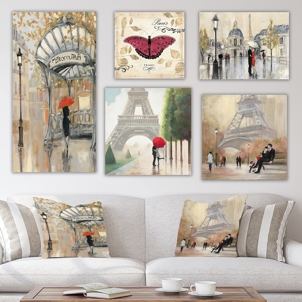 Designart 'Paris Collection' Traditional Wall Art set of 5 pieces - Multi-Color