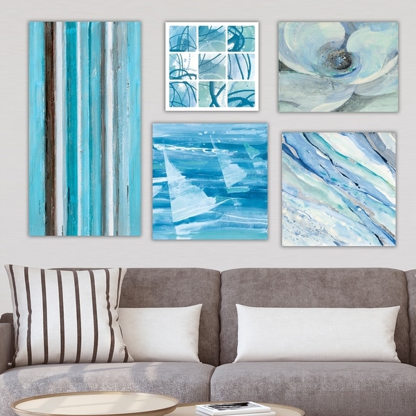 Shop Designart 'Shades of Blue Collection ' Abstract Wall Art set of 5