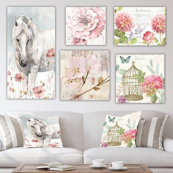 Designart 'Farm Horse Collection' Traditional Wall Art set of 5 pieces - Multi-Color