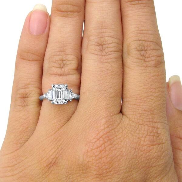 Shop 14k White Gold 8X6mm Emerald Cut Moissanite Baguette Trillion Diamond Engagement  Ring Bridal - On Sale - Overstock - 26882109