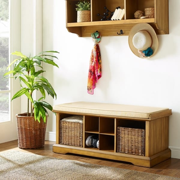 Shop Brennan 2 Piece Entryway Bench And Shelf Set In Natural