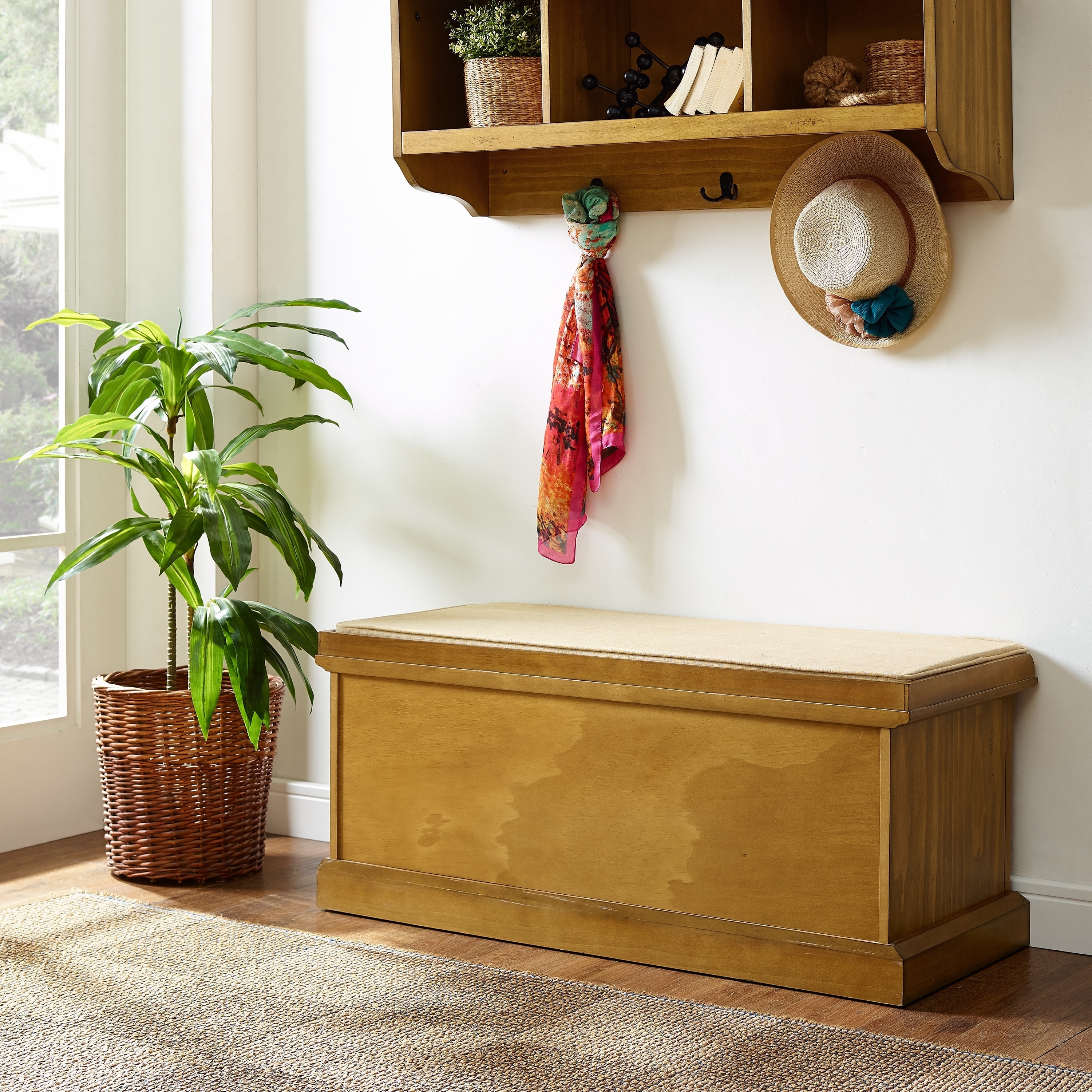 Shop Brennan 2 Piece Entryway Bench And Shelf Set In Natural