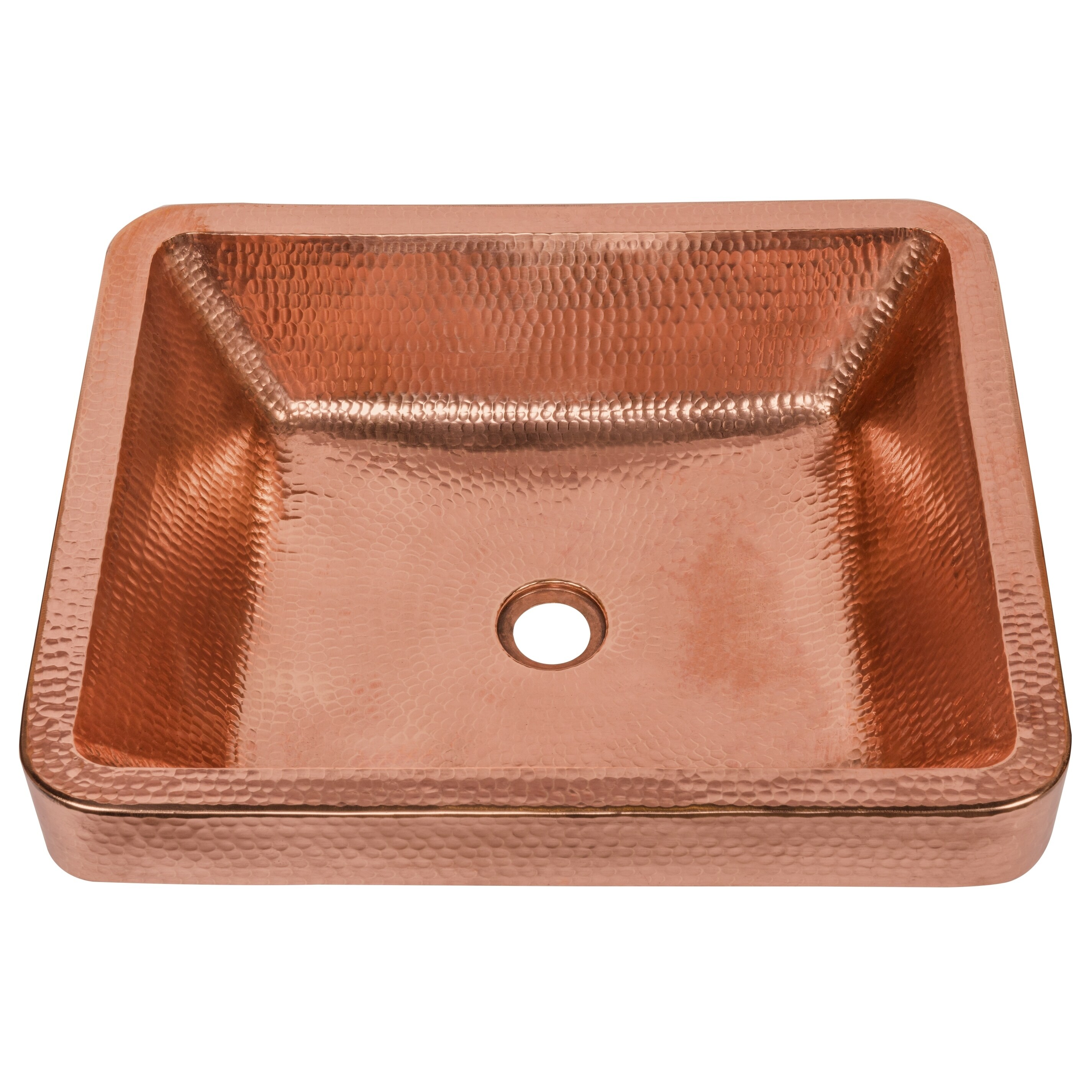 19 In Rectangle Skirted Vessel Hammered Copper Sink In Polished Copper