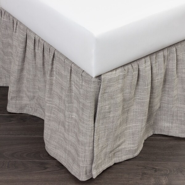 Cottage Home Lennord Grey 3 Piece Tuck in Bed Skirt - Overstock - 26882697