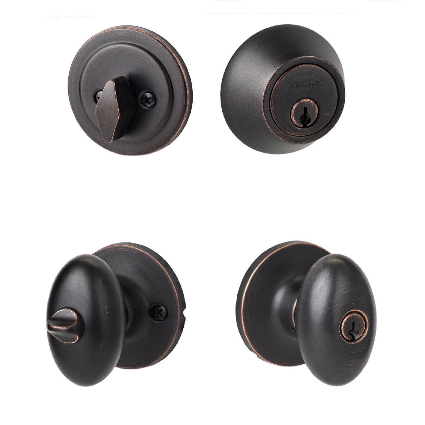 Egg Shaped Entrance Door Knob With Keyed Alike Deadbolt