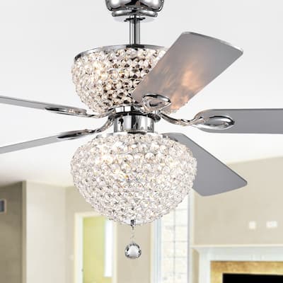 Swarana Chrome Dual Lighted Ceiling Fan with Crystal Shades