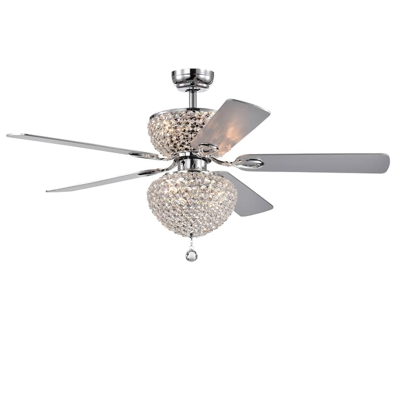 Swarana Chrome Dual Lighted Ceiling Fan with Crystal Shades