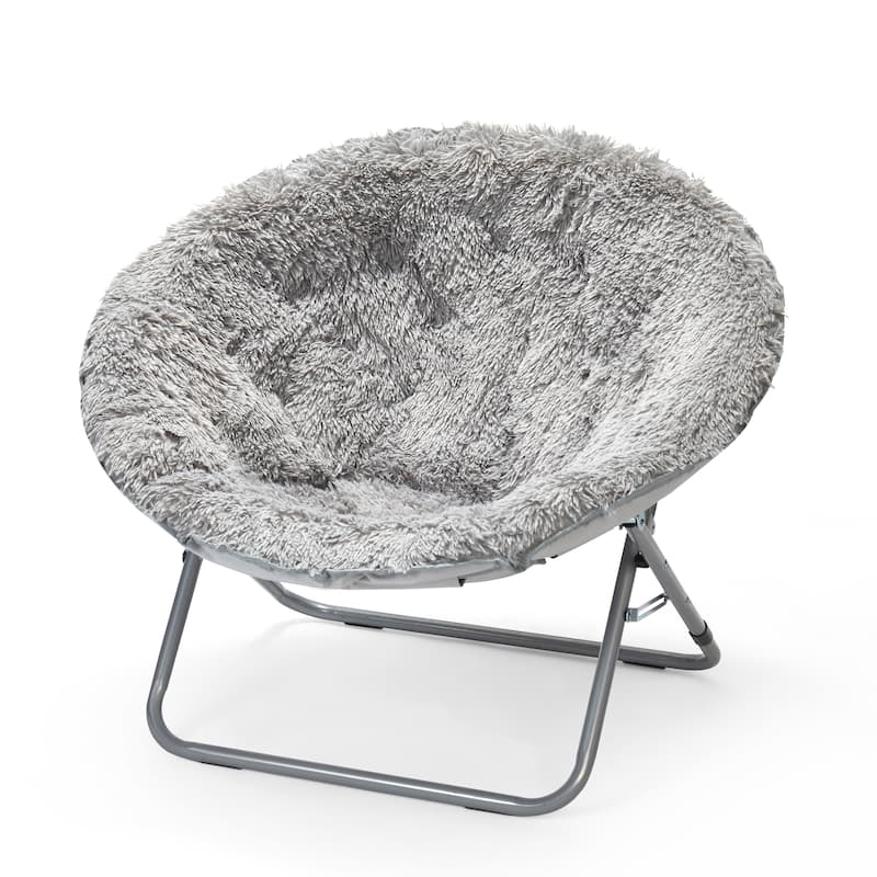 Mongolian Oversized Faux Fur Moonchair - Silver