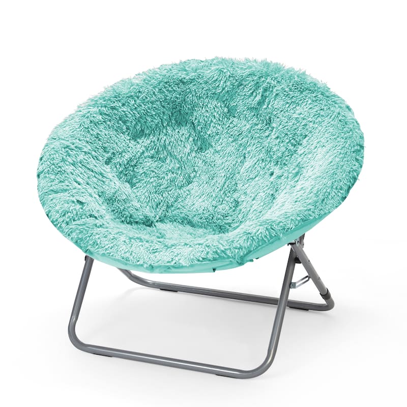 Mongolian Oversized Faux Fur Moonchair - Blue