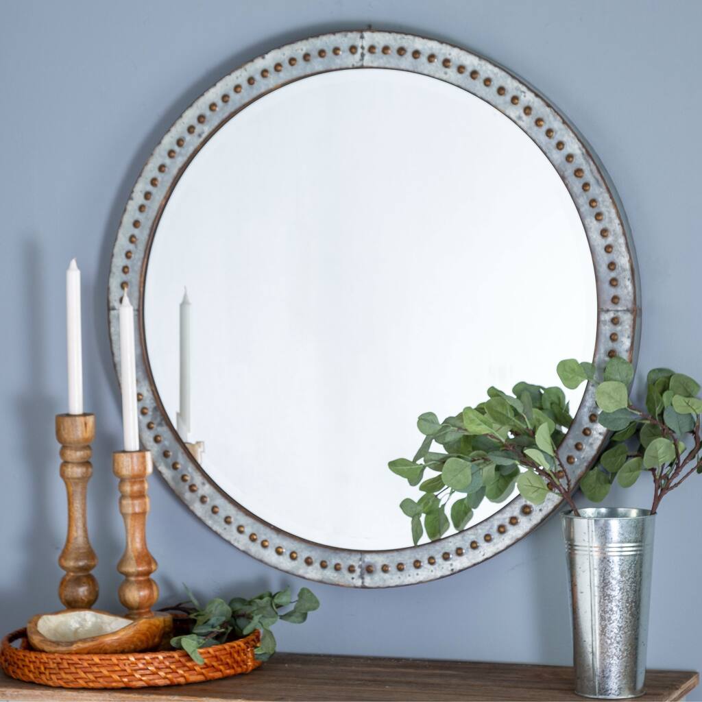 The Gray Barn Covina Round Wall Mirror - Gold/Silver