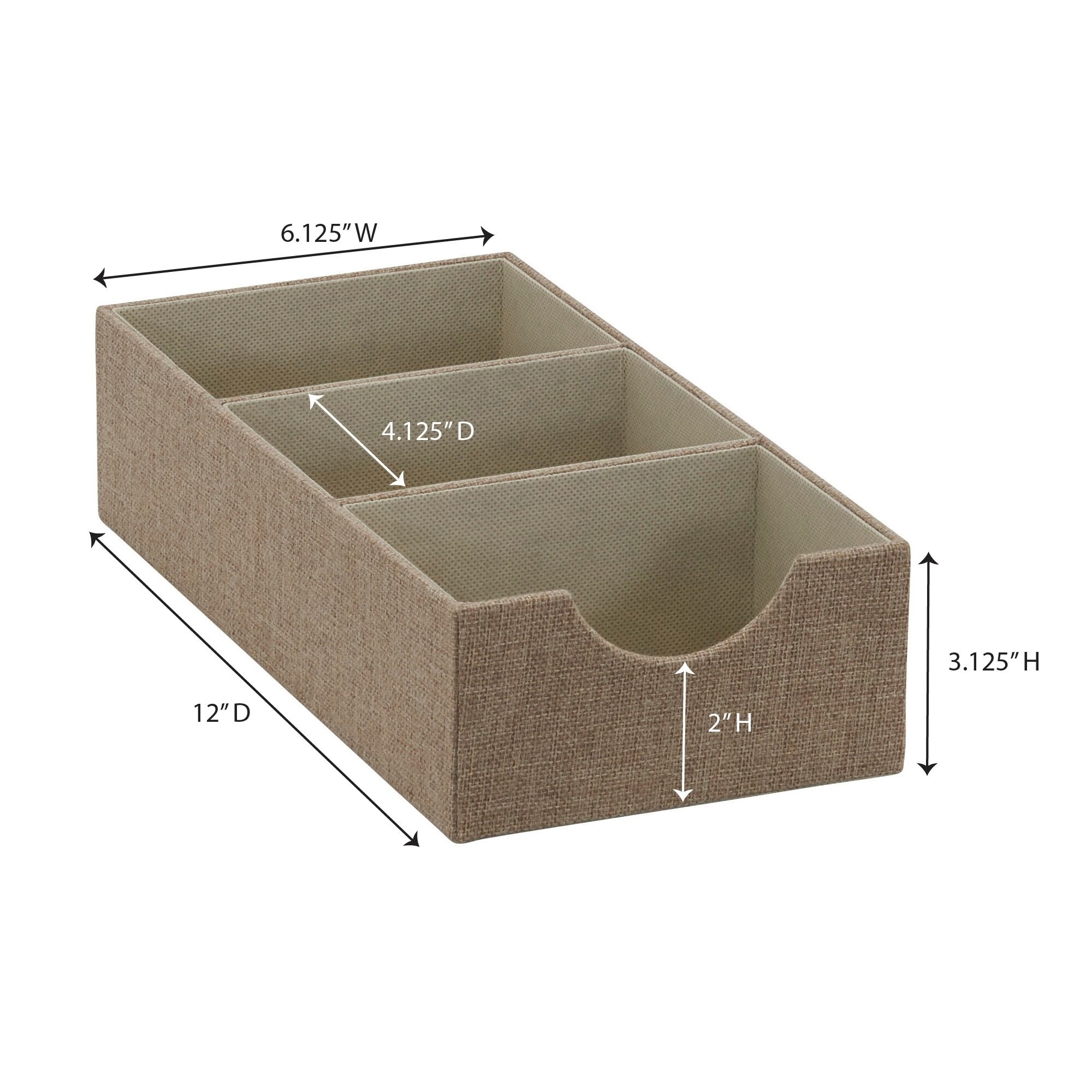 Shop Drawer Organizer Storage Tray With 3 Compartments And Fabric