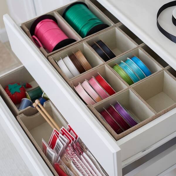 Shop Drawer Organizer Storage Tray With 3 Compartments And Fabric