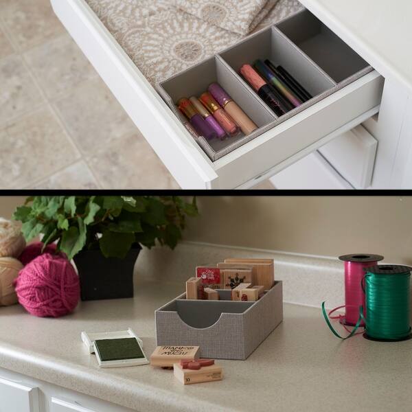 Shop Drawer Organizer Storage Tray With 3 Compartment And Fabric