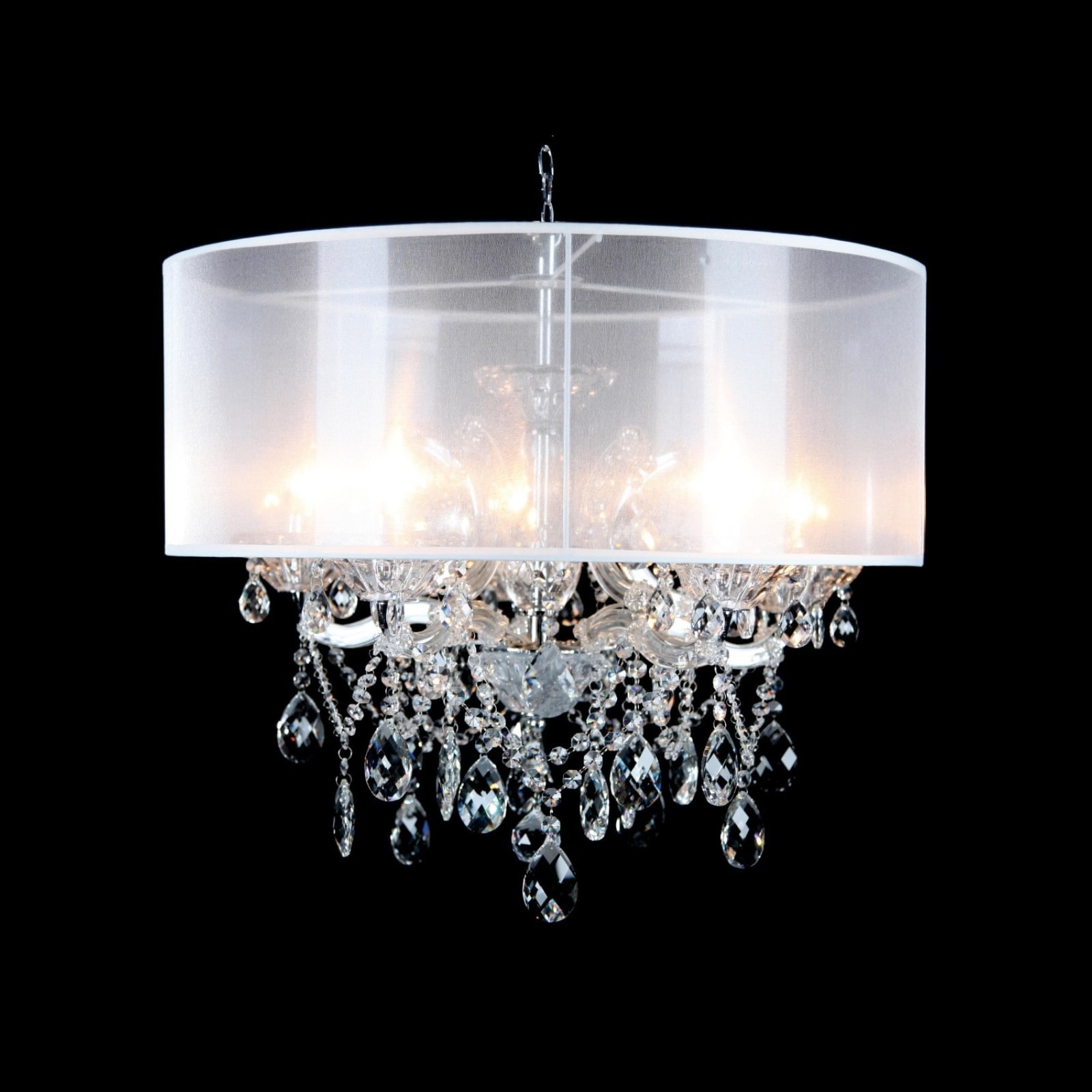 Clear Crystal Chandelier With Chrome Metal Frame On Chrome Metal Frame
