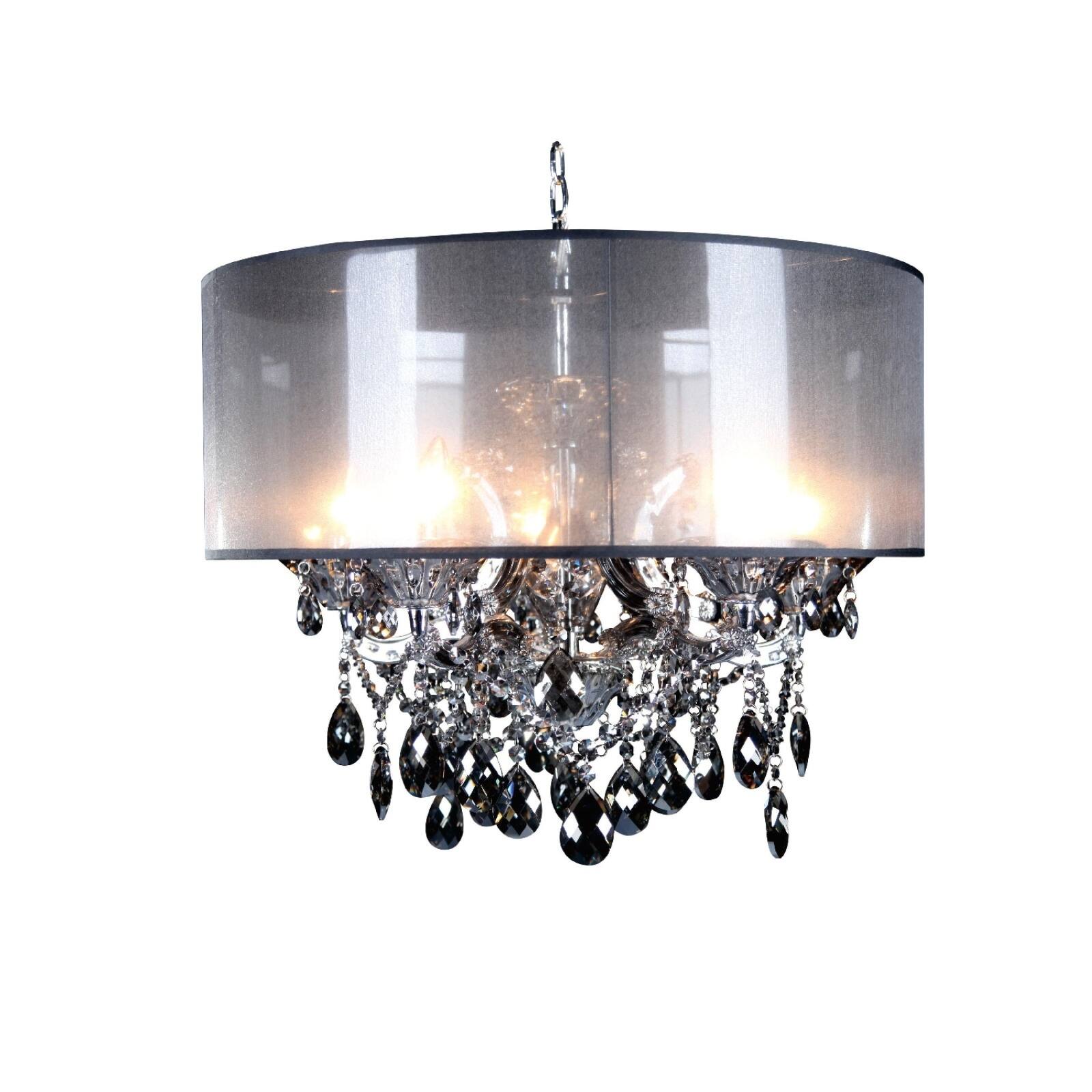 Chrome Metal Chandelier With Smoke Crystal - Chandeliers For Bedrooms by Overstock.com