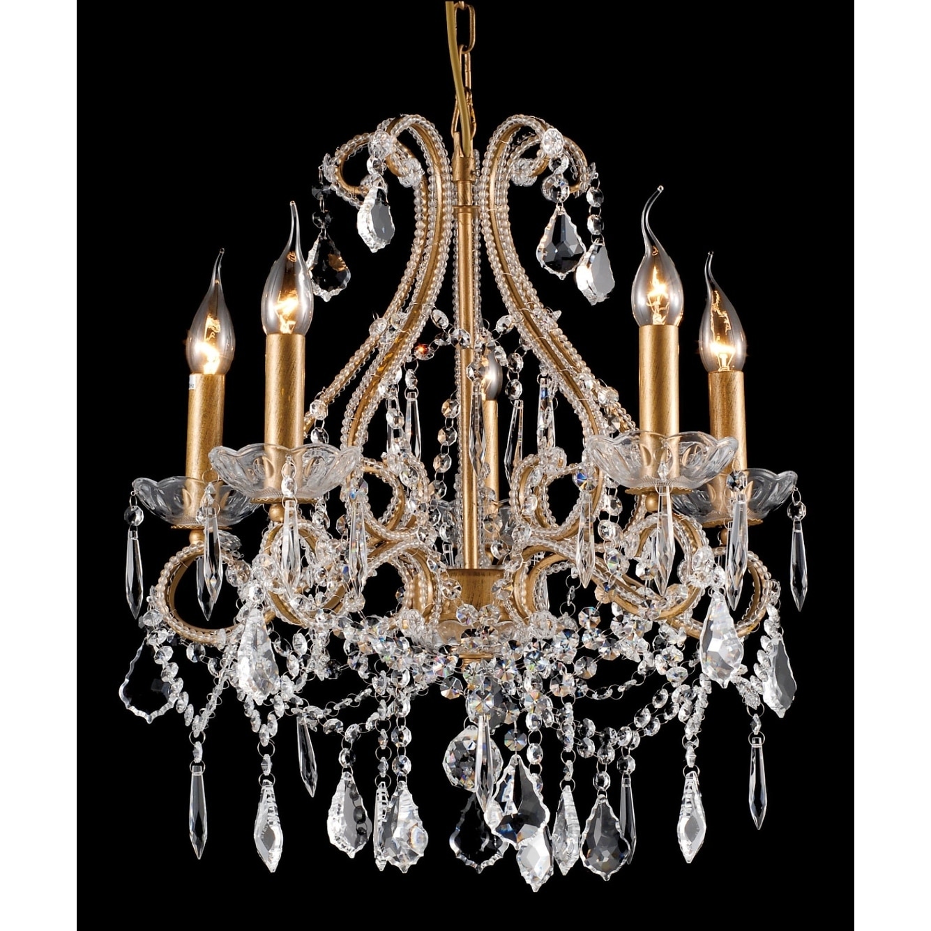 Crystal Chandelier With Gold Iron Frame - Chandeliers For Bedrooms by Overstock.com