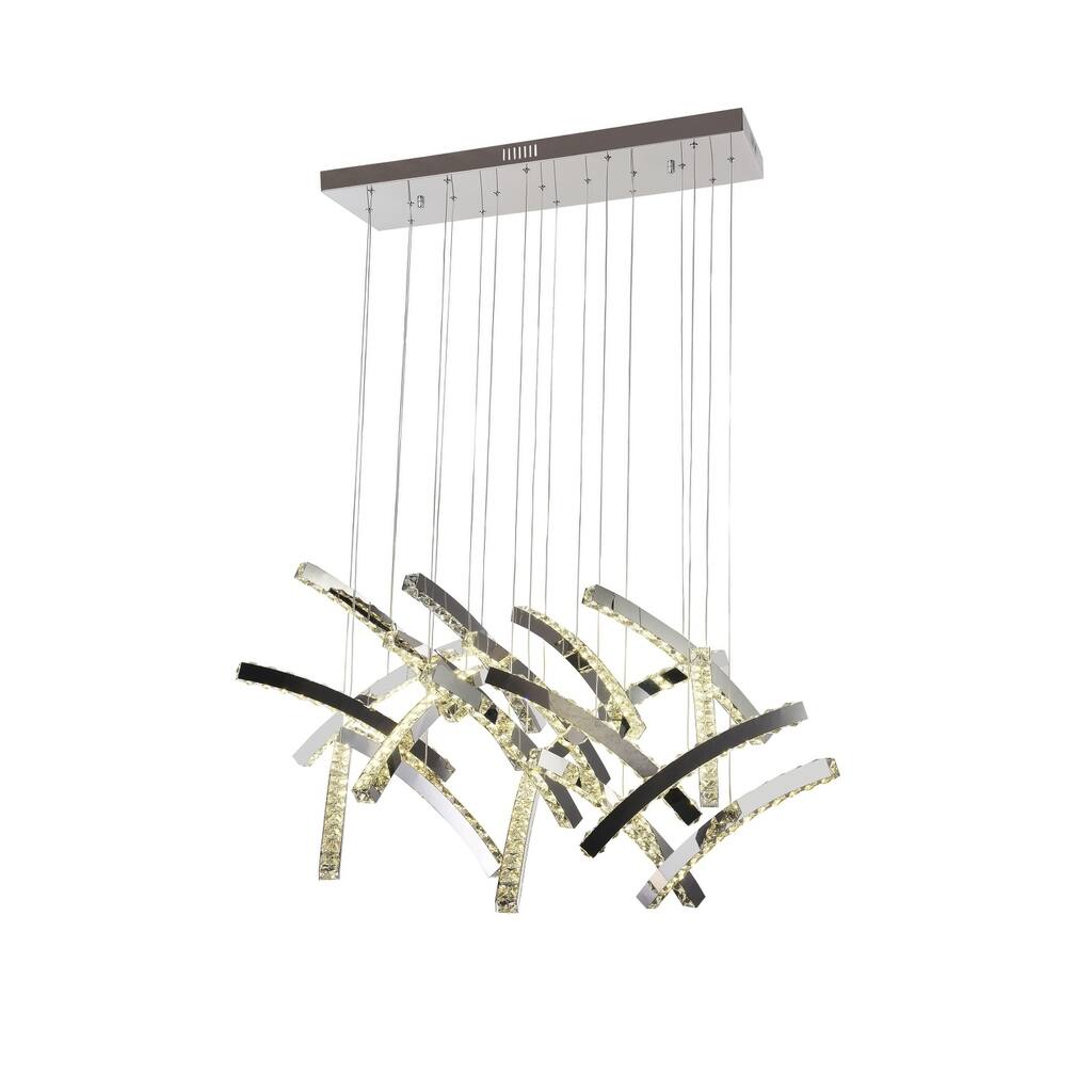 LED Crystal Pendant Lighting With Stainless Steel Frame - Chrome
