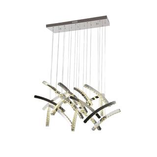 LED Crystal Pendant Lighting With Stainless Steel Frame - Chrome