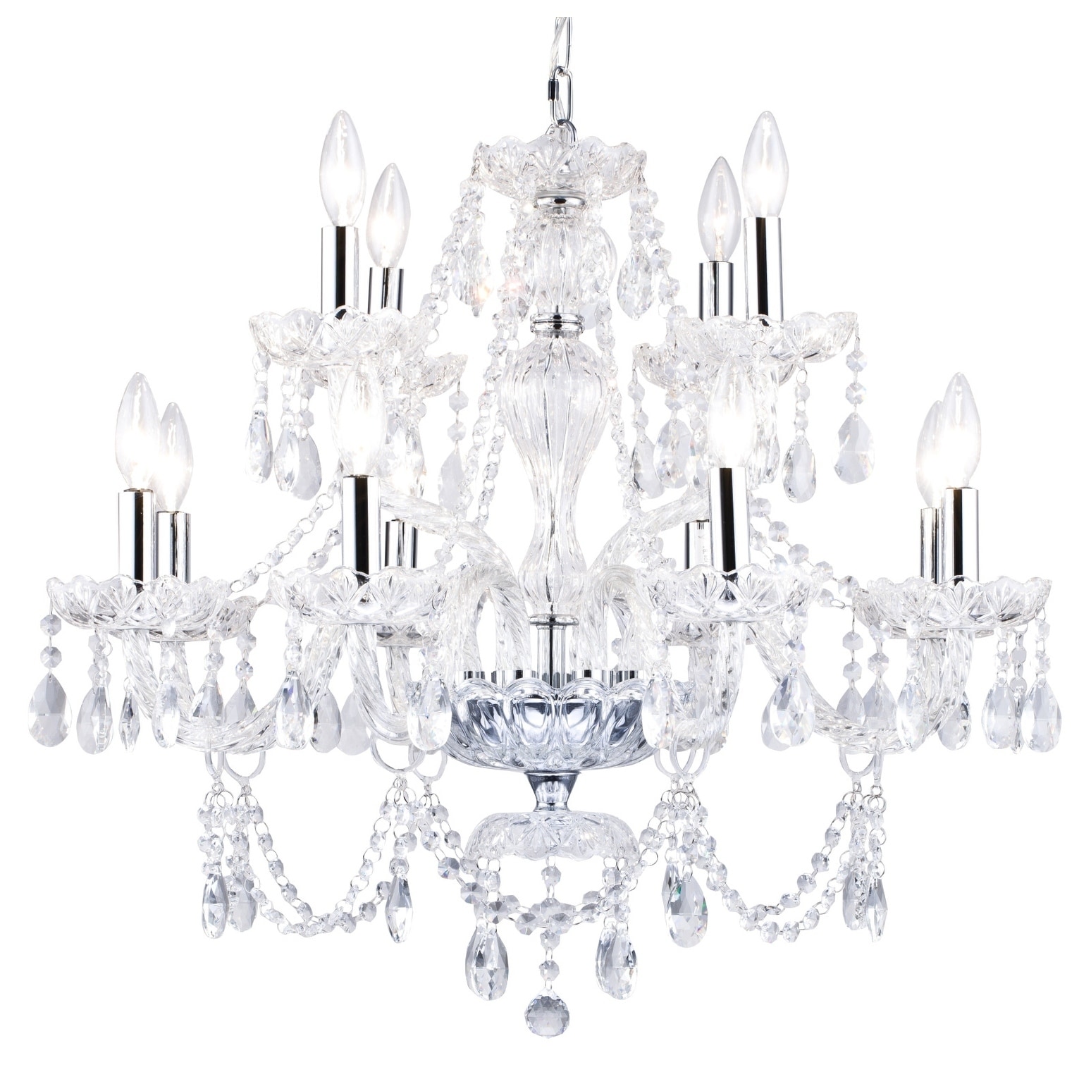 Crystal Chandelier With Chrome Steel Frame - Chandeliers For Bedrooms by Overstock.com