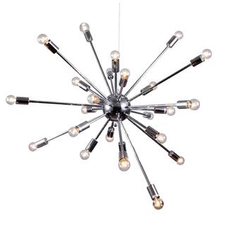 Modern 20 Light Chrome Stainless Steel Sputnik Chandelier
