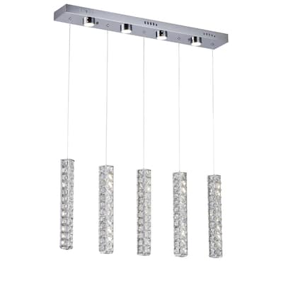 Dimmable LED Crystal Pendant Lighting with Chrome Steel Frame