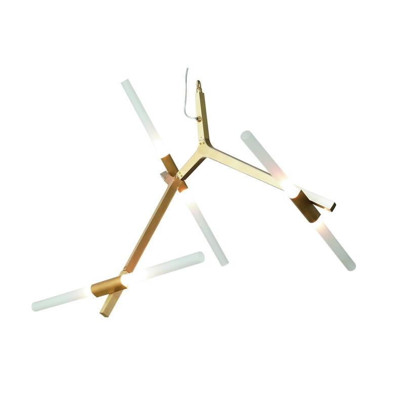 Brass Iron Chandelier Lighting With Glass Twist Rods