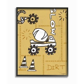 Stupell Go Slow Yellow Cement Truck Construction Zone Framed Art, 11 x 14, Design By Artist Denise Sullivan - Multi-Color