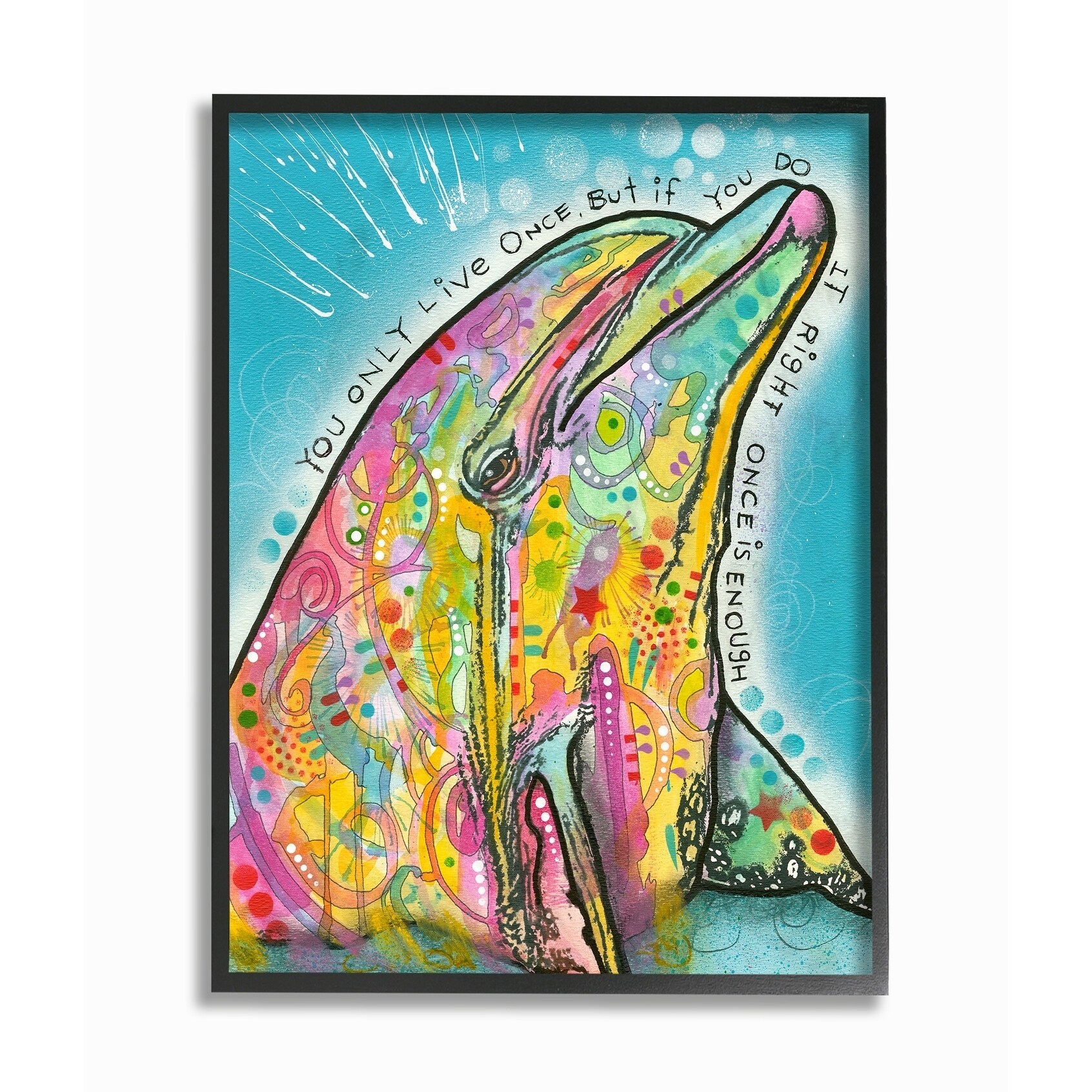 Shop The Stupell Home Decor Live Once Surreal Rainbow Paint Splatter Dolphin Framed Art 11 X 14 Proudly Made In Usa Multi Color Overstock 26886471