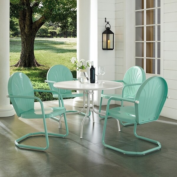 Havenside Home Howard Bay Aqua 5-piece Metal Outdoor Dining Set