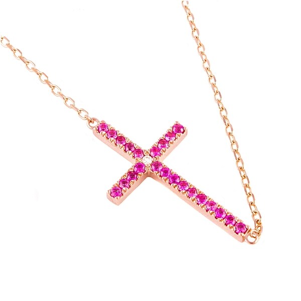 pink diamond cross pendant