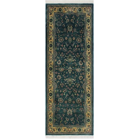 Victoria Pak-Persian Hollie Green/Ivory Hand-Knotted Wool Runner - 2'7 x 6'1 - 2'7" x 6'1" - 2'7" x 6'1"
