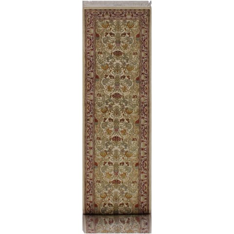 William Pak-Persian Millicen Ivory/Rust Hand-Knotted Wool Runner - 2'7 x 11'11 - 2'7" x 11'11" - 2'7" x 11'11"