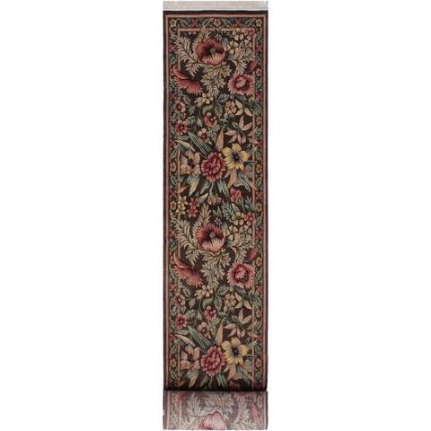 Gulzar Pak-Persian Margot Brown/Pink Hand-Knotted Wool Runner - 2'5 x 12'9 - 2'5" x 12'9" - 2'5" x 12'9"