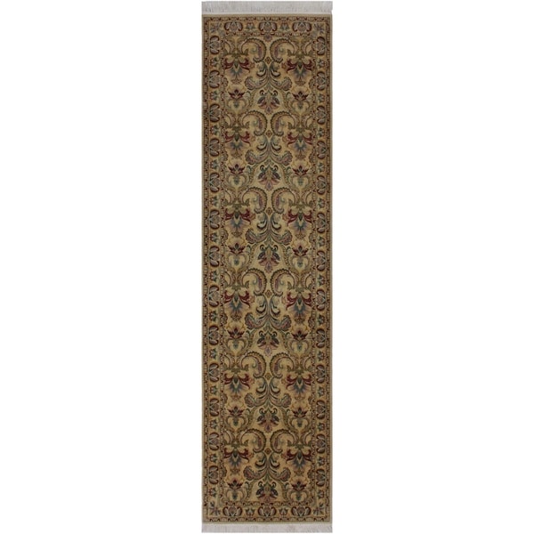 Farhad Pak-Persian Terra Ivory/Grey Hand-Knotted Wool Runner - 2'8 x 10'1 - 2'8" x 10'1" - 2'8" x 10'1". Opens flyout.