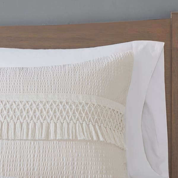 Shop Madison Park Joelie Ivory 3 Piece Cotton Seersucker Duvet