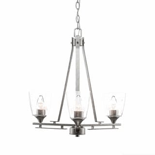 Uptowne 3 Light Chandelier Shown In Aged Silver Finish Glass Shade - Square (Clear) - Chandeliers For Bedrooms by Overstock.com