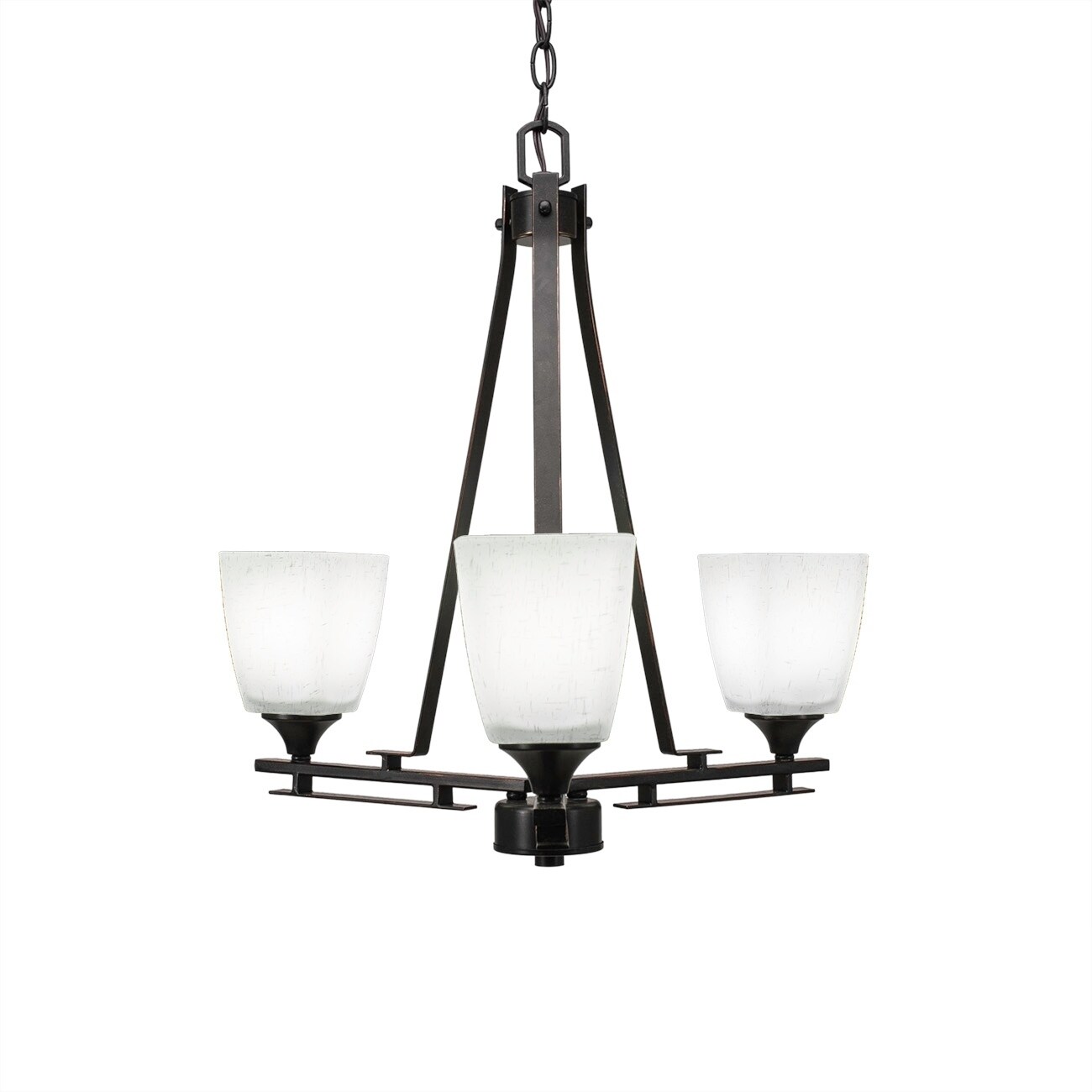 Uptowne 3 Light Chandelier Shown In Dark Granite Finish Glass Shade (White - 1 to 3 - Square) - Chandeliers For Bedrooms by Overstock.com