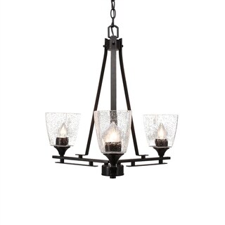 Uptowne 3 Light Chandelier Shown In Dark Granite Finish Glass Shade (Clear - 1 to 3 - Square) - Chandeliers For Bedrooms by Overstock.com