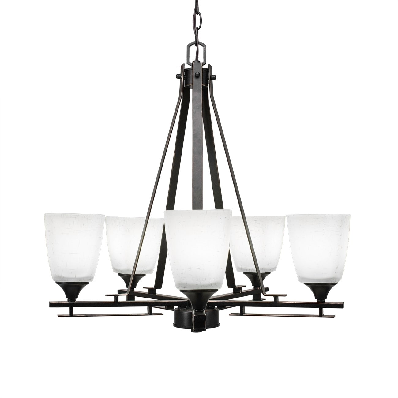Uptowne 5 Light Chandelier Shown In Dark Granite Finish Glass Shade - Square (White) - Chandeliers For Bedrooms by Overstock.com