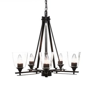 Uptowne 5 Light Chandelier Shown In Dark Granite Finish Glass Shade - Square (Clear) - Chandeliers For Bedrooms by Overstock.com