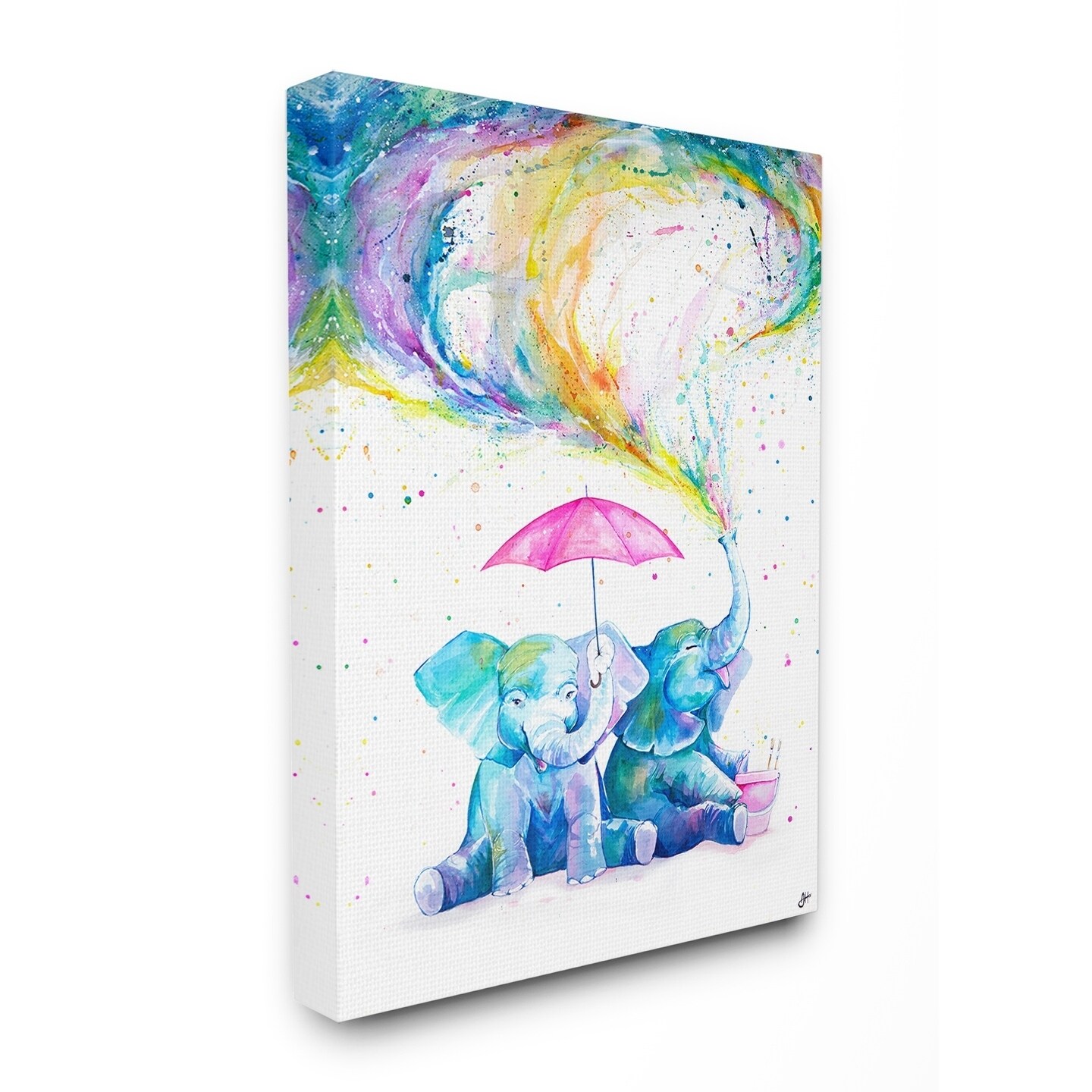 Shop The Stupell Home Decor Rainbow Watercolor Spraying Elephants