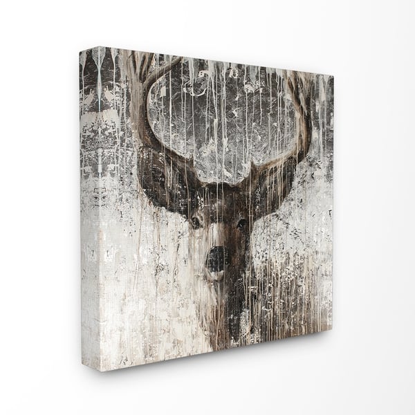 Shop The Stupell Home Decor Rustic Distressed Surface Grey And Brown Wild Deer Canvas Wall Art 17 X 17 Proudly Made In Usa Overstock 26890181
