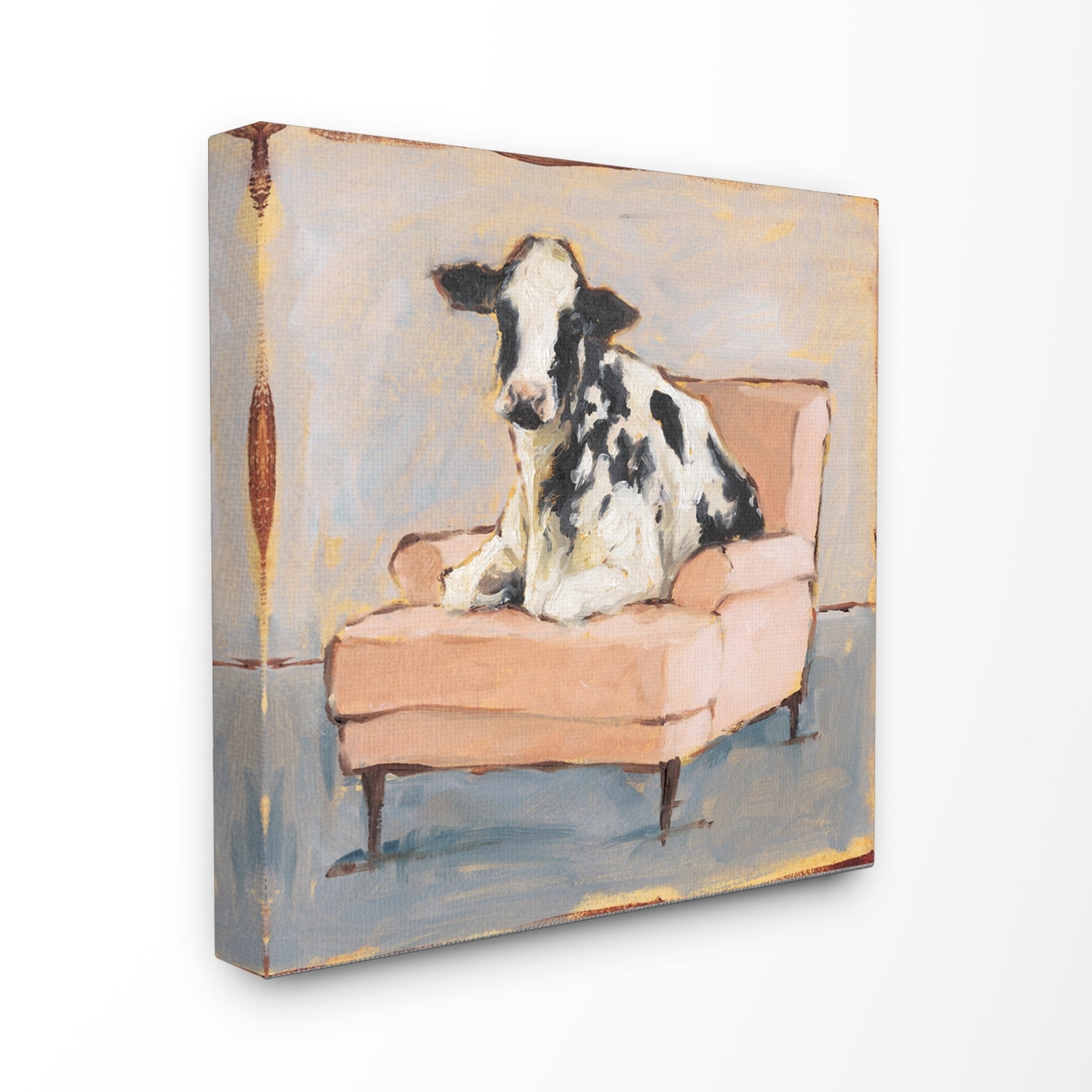 Shop The Gray Barn Baby Calf On A Pink Couch Painting Canvas Wall
