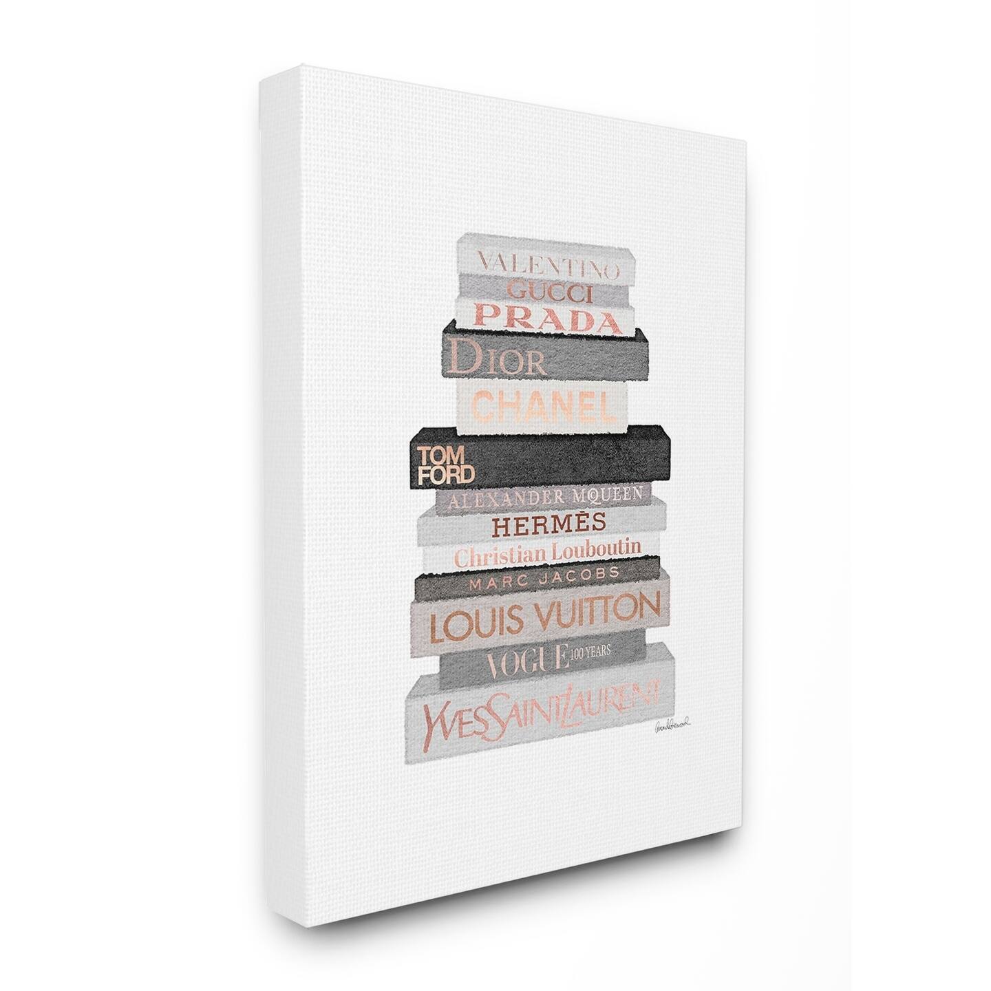 Stupell Grey and Rose Gold Fashion Bookstack Canvas Wall Art - Multi-Color  - Bed Bath & Beyond - 26890225