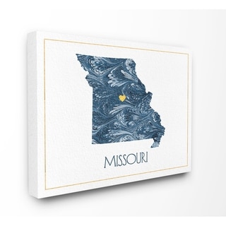 Stupell Missouri Minimal Blue Marbled Paper Silhouette Canvas Wall Art 